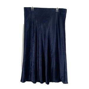 Quince Washable 100% Silk Navy Blue Midi Skirt Womens XL A-Line NWT